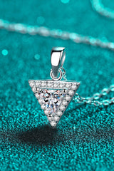 925 Sterling Silver Triangle Moissanite Pendant Necklace - Shah S. Sahota