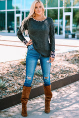 Leopard Round Neck Ribbed Top - Shah S. Sahota