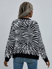 Zebra Print Button Down Cardigan - Shah S. Sahota