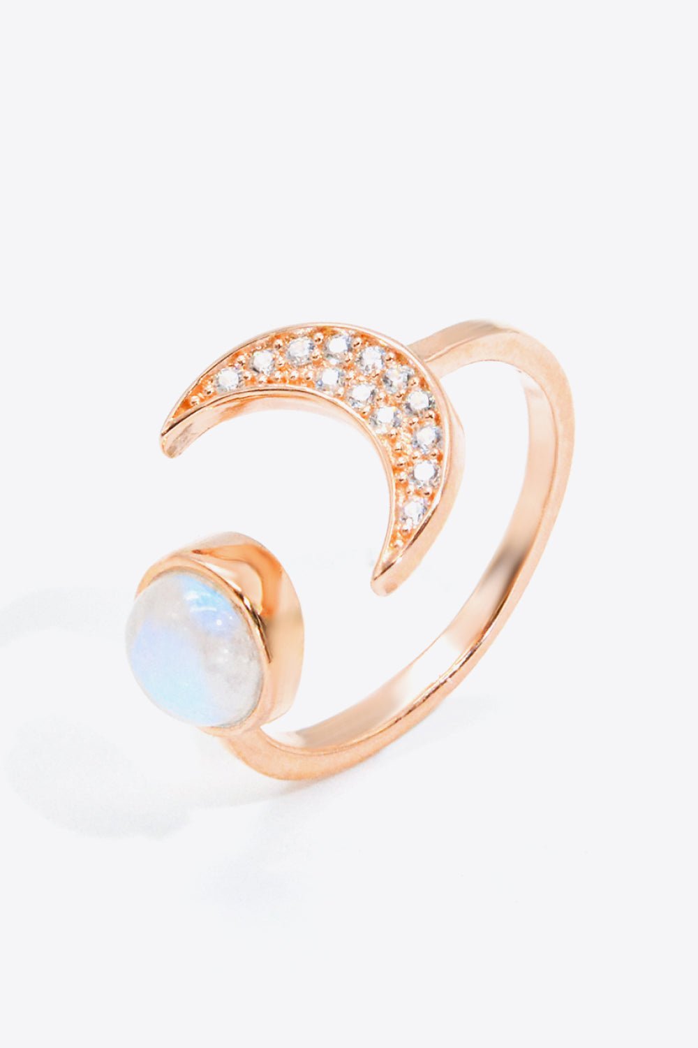 Natural Moonstone and Zircon Sun & Moon Open Ring - Shah S. Sahota