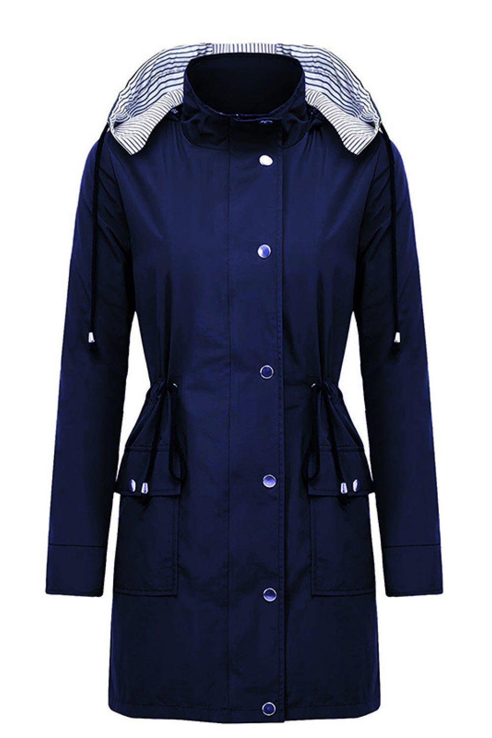 Drawstring Waist Flap Pocket Raincoat - Shah S. Sahota