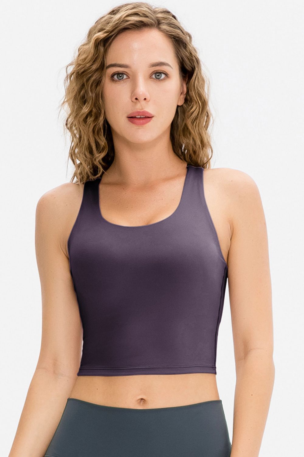 Contrast Strap Cropped Yoga Tank - Shah S. Sahota