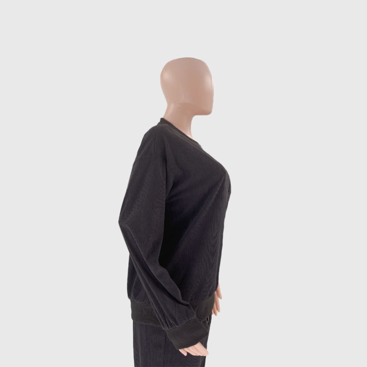 Corduroy Crew Neck Pullover Long Sleeve Sweatshirts & TiePants Two-Piece Sets - Shah S. Sahota