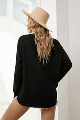 Side Slit Drop Shoulder Sweatshirt - Shah S. Sahota