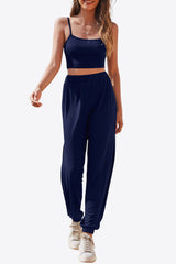 Cropped Cami and Side Split Joggers Set - Shah S. Sahota
