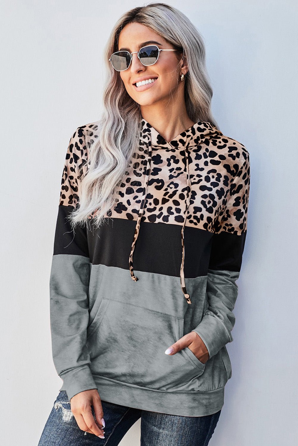 Leopard Color Block Hoodie - Shah S. Sahota