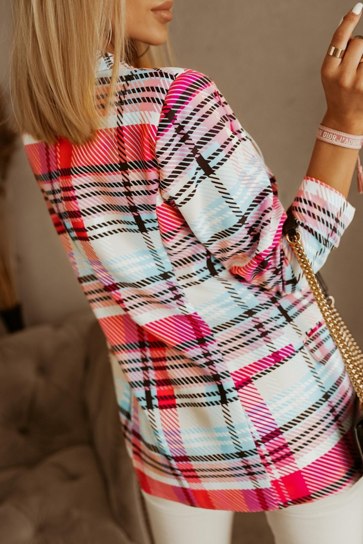 Lapel Long Sleeve Plaid Blaze - Shah S. Sahota