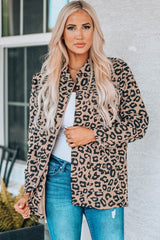 Leopard Drawstring Waist Jacket with Pockets - Shah S. Sahota