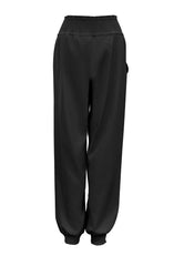 Casual Shirred Elastic High Waist Tie With Pocket Pants