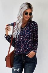 Button V-Neck Floral Top - Shah S. Sahota