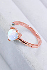 Inlaid Moonstone Heart Adjustable Open Ring - Shah S. Sahota