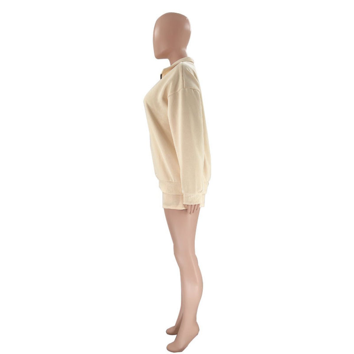 Stand-Up Collar Zipper Pullover Long-Sleeved Sweatshirts & Tie Shorts Lounge Sets - Shah S. Sahota