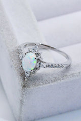 Platinum-Plated Opal and Zircon Ring - Shah S. Sahota