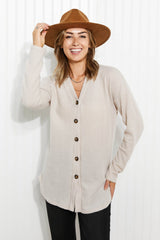 Heimish Home at Last Full Size Waffle Knit Button Down Cardigan - Shah S. Sahota