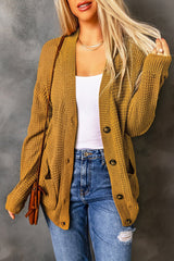 Drop Shoulder Button Down Pocketed Cardigan - Shah S. Sahota
