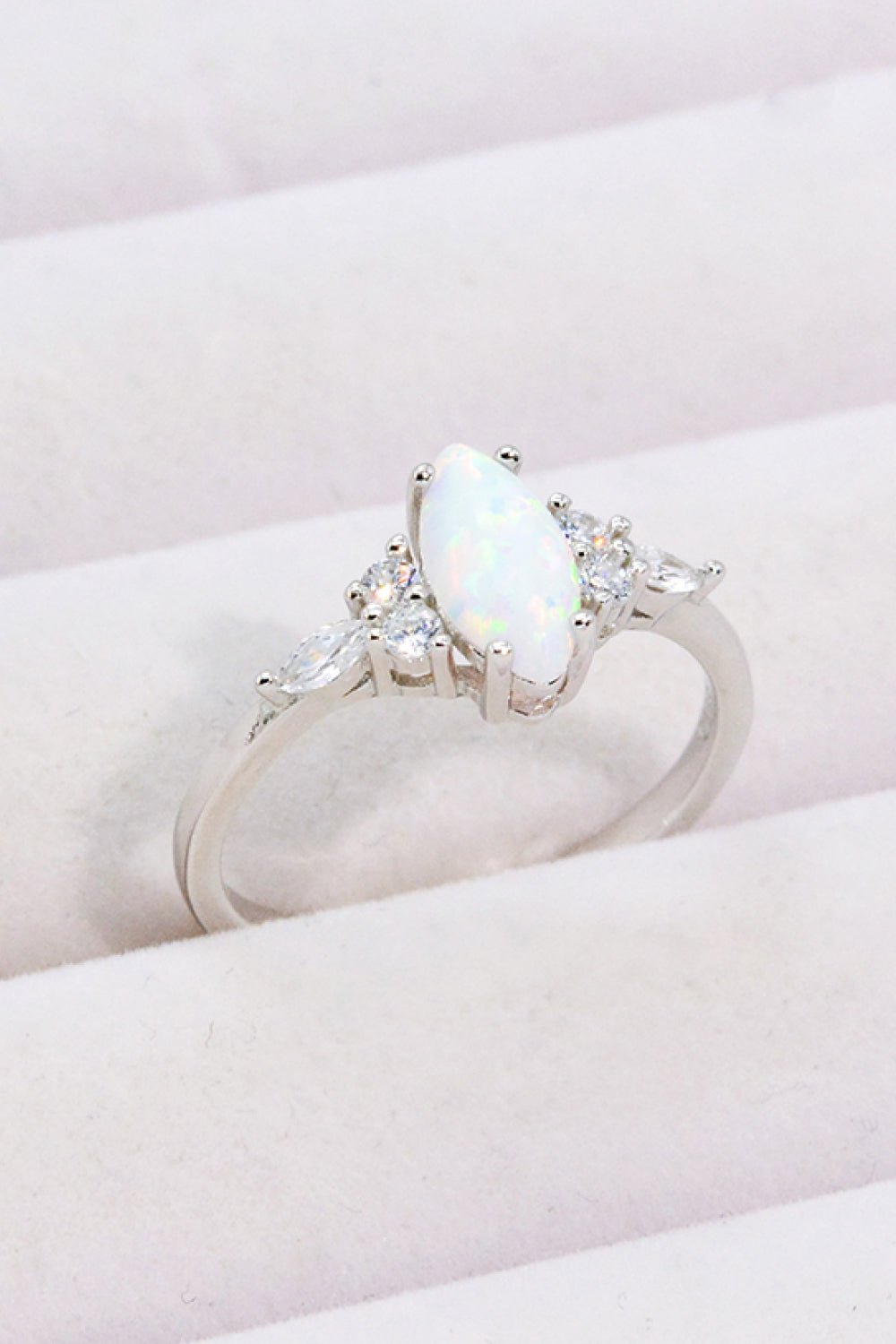 Opal and Zircon Platinum-Plated Ring - Shah S. Sahota