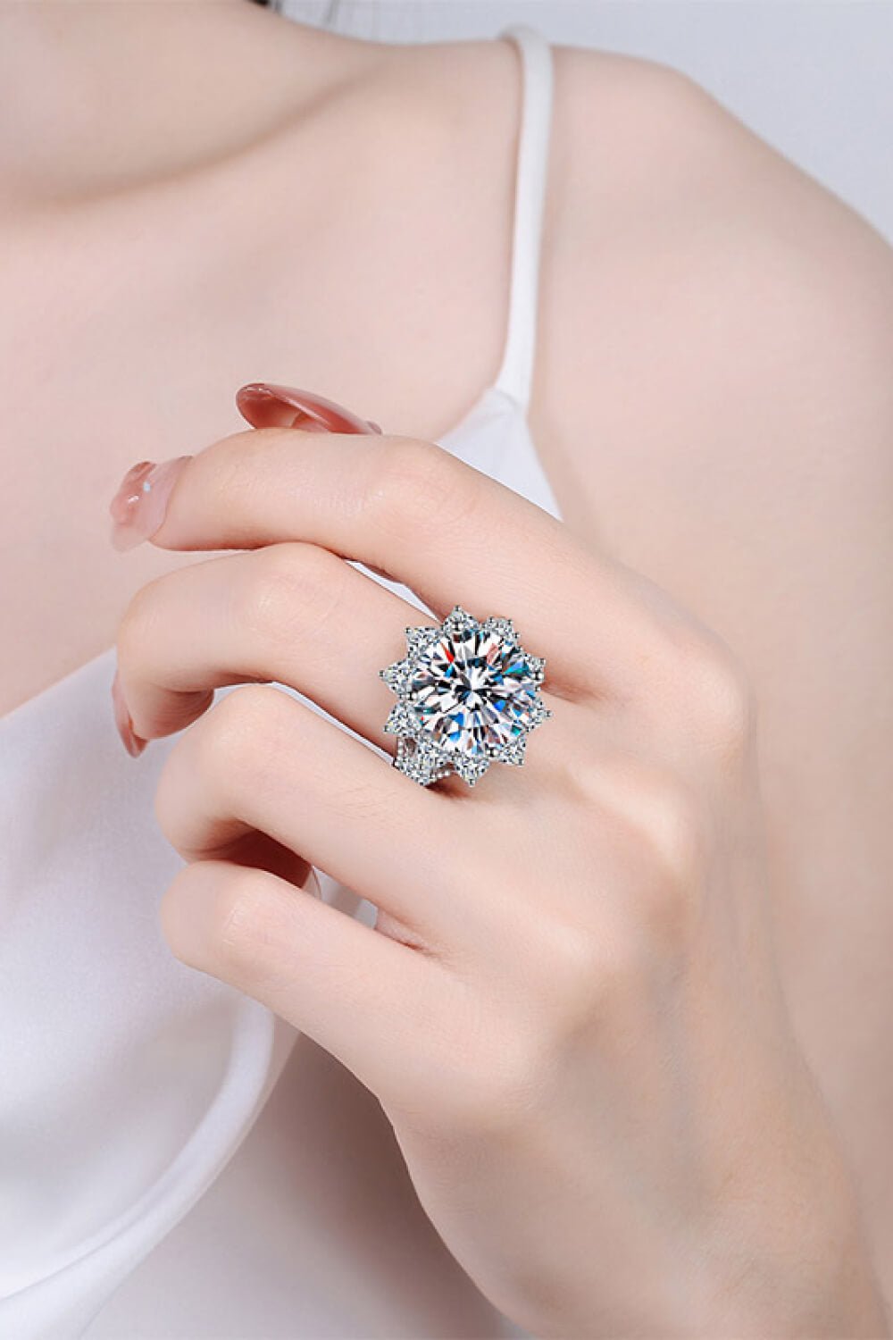 10 Carat Moissanite Flower-Shaped Ring - Shah S. Sahota
