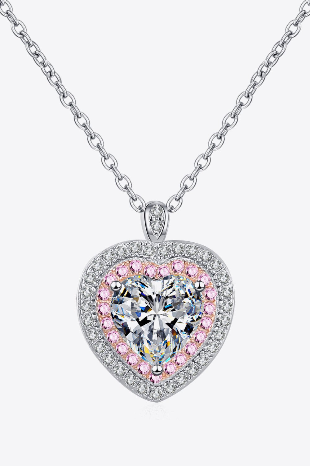 925 Sterling Silver 1 Carat Moissanite Heart Pendant Necklace - Shah S. Sahota