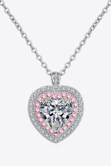 925 Sterling Silver 1 Carat Moissanite Heart Pendant Necklace - Shah S. Sahota