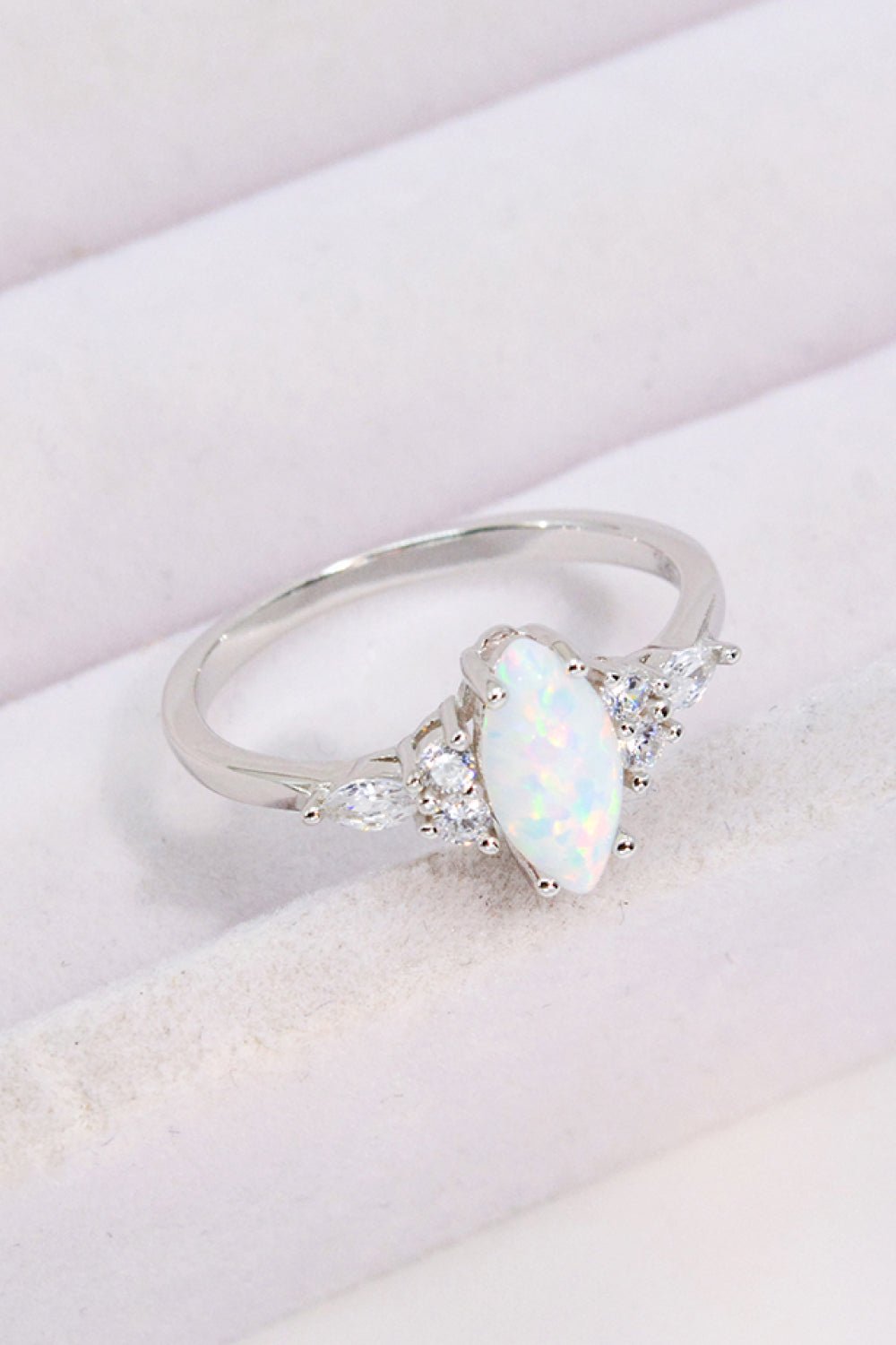 Opal and Zircon Platinum-Plated Ring - Shah S. Sahota