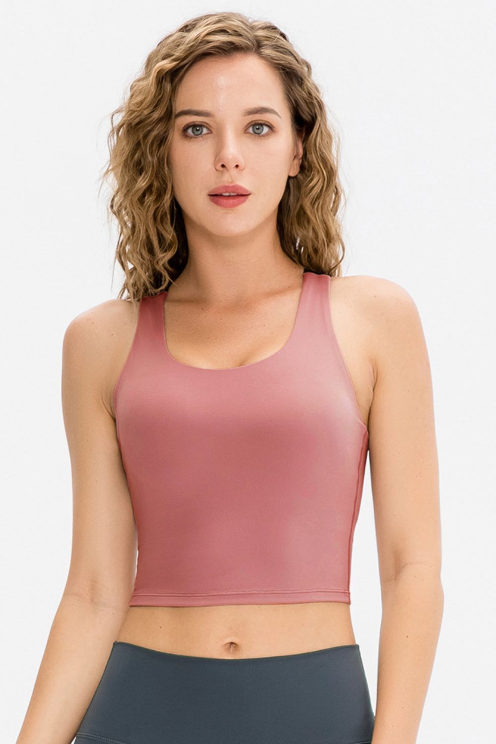 Contrast Strap Cropped Yoga Tank - Shah S. Sahota