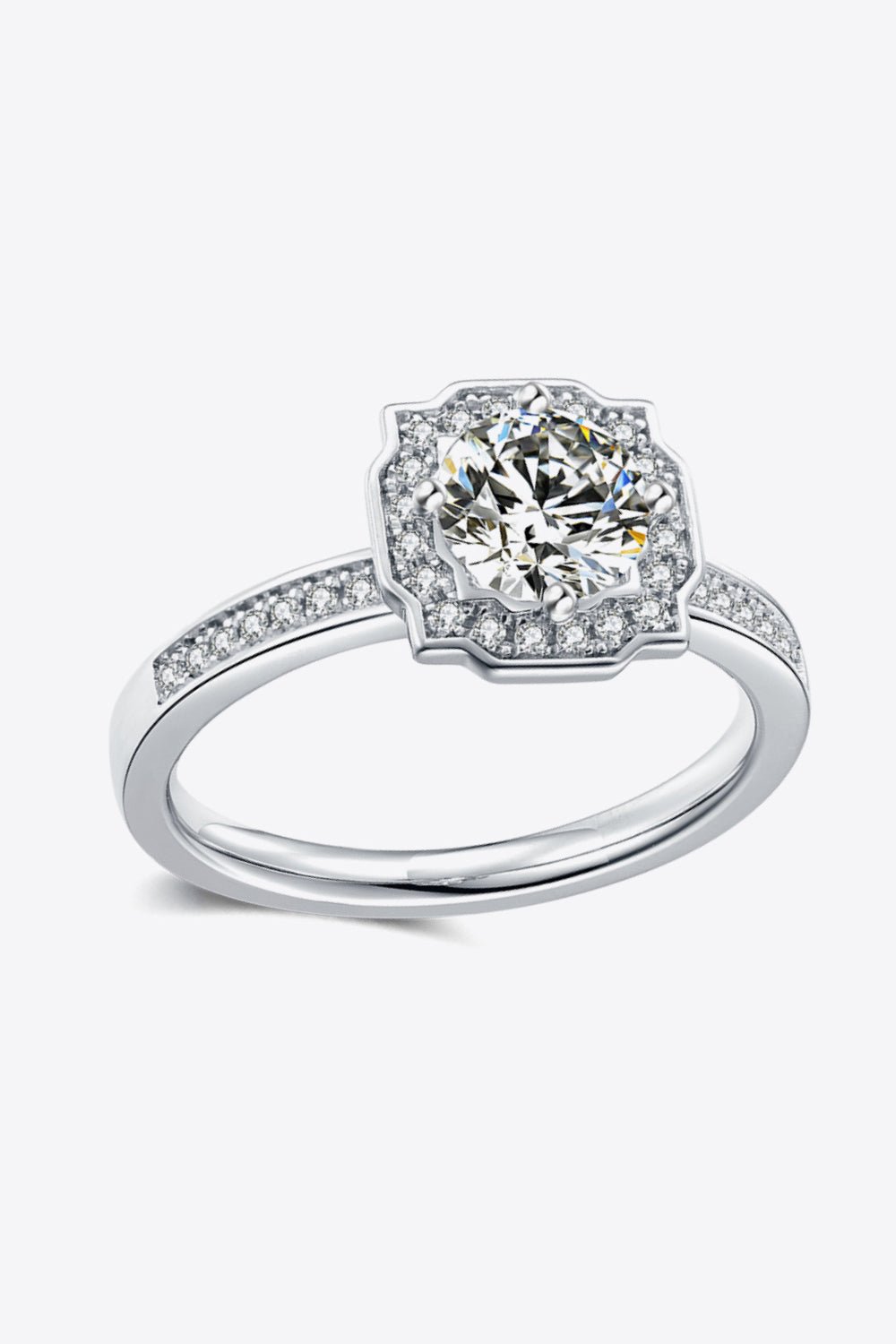 1 Carat Moissanite Platinum-Plated Ring - Shah S. Sahota