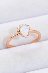 18K Rose Gold-Plated Pear Shape Natural Moonstone Ring - Shah S. Sahota
