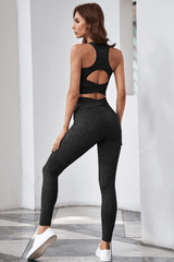 Gray Crisscross Sports Bra And Leggings Set - Shah S. Sahota