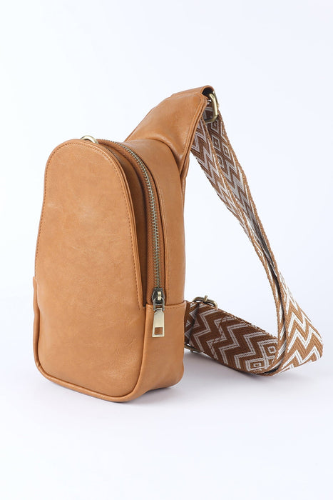 Faux Leather Zipped Crossbody Chest Bag - Shah S. Sahota