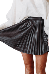 Black Pleated High Waist Mini Skirt - Shah S. Sahota