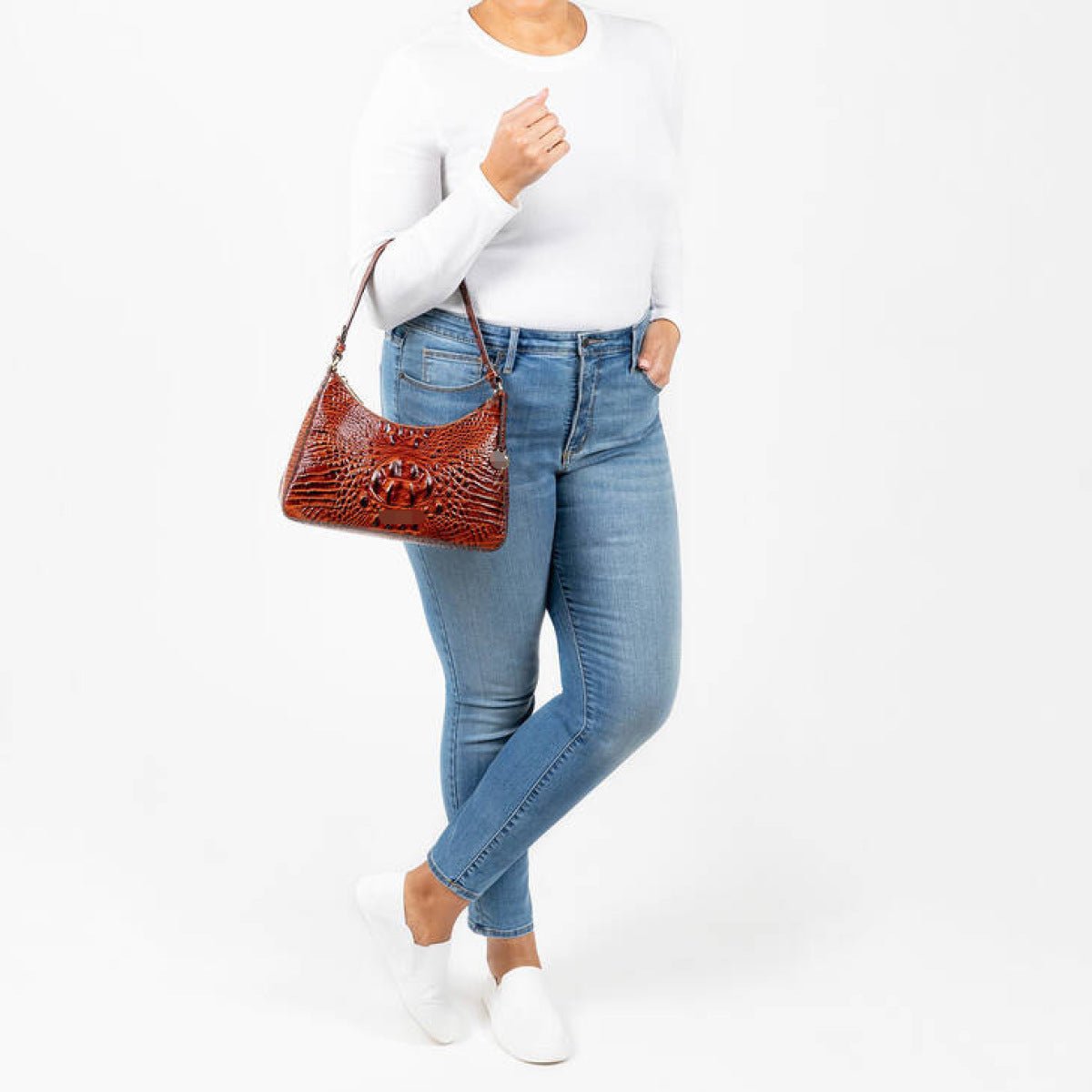 Retro Crocodile Pattern Baguette Bag - Shah S. Sahota