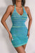 Multicolored Stripe Halter Neck Backless Knit Dress - Shah S. Sahota