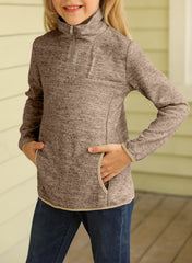 Kids Quarter-Zip Collar Sweatshirt with Kangaroo Pocket - Shah S. Sahota