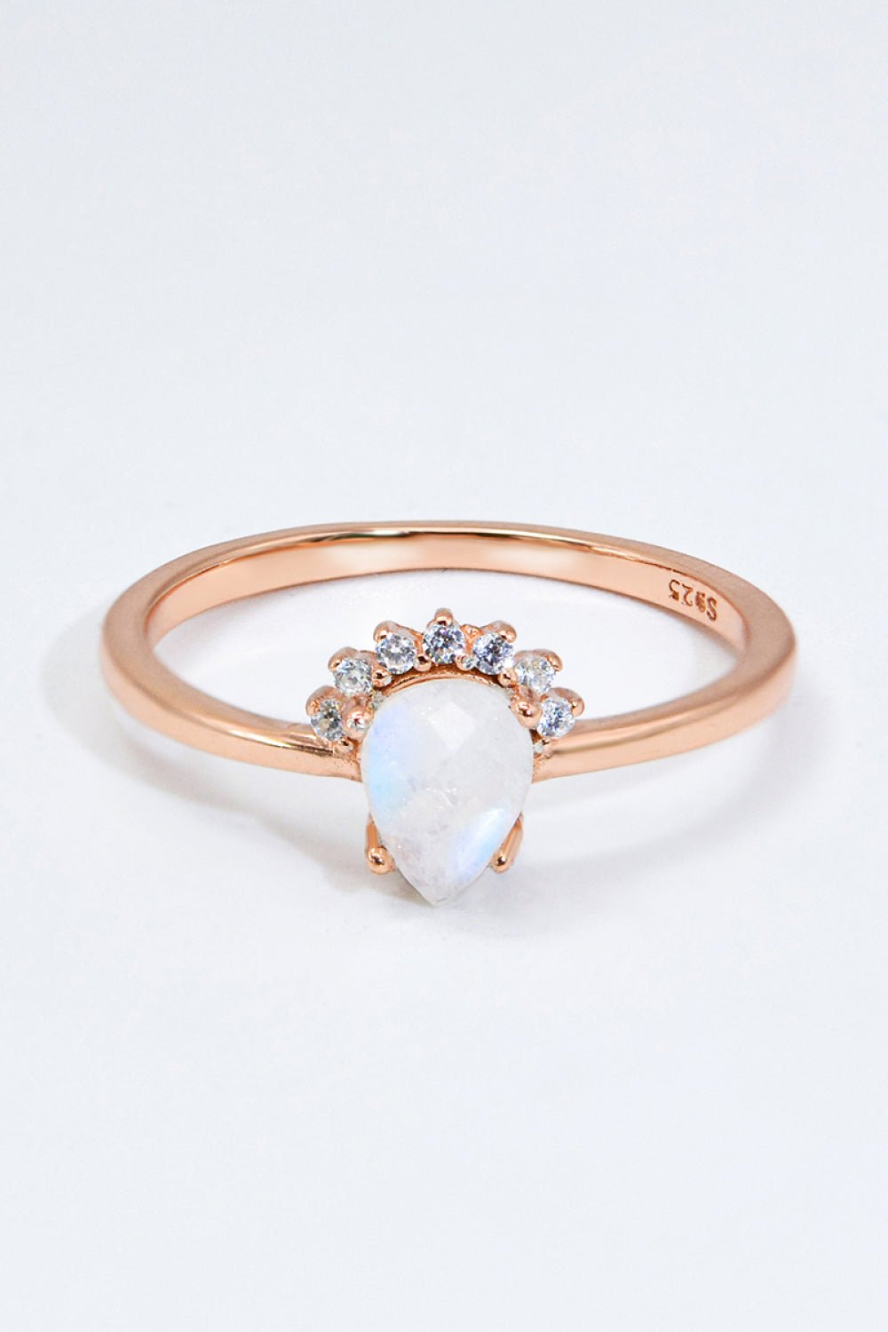 18K Rose Gold-Plated Pear Shape Natural Moonstone Ring - Shah S. Sahota