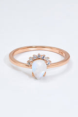 18K Rose Gold-Plated Pear Shape Natural Moonstone Ring - Shah S. Sahota