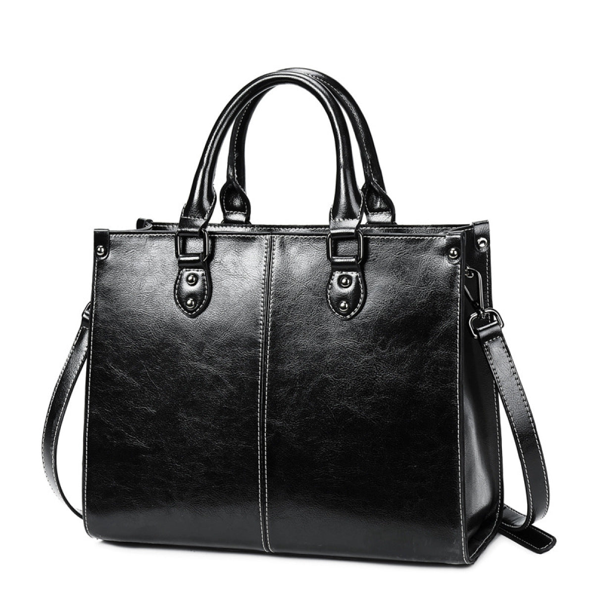 Oil Wax Stitching Leather Portable Shoulder Messenger Bag - Shah S. Sahota