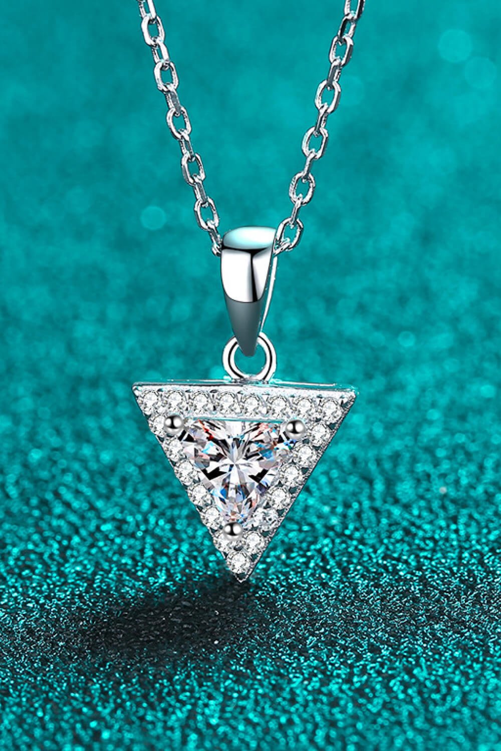 925 Sterling Silver Triangle Moissanite Pendant Necklace - Shah S. Sahota