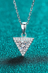 925 Sterling Silver Triangle Moissanite Pendant Necklace - Shah S. Sahota