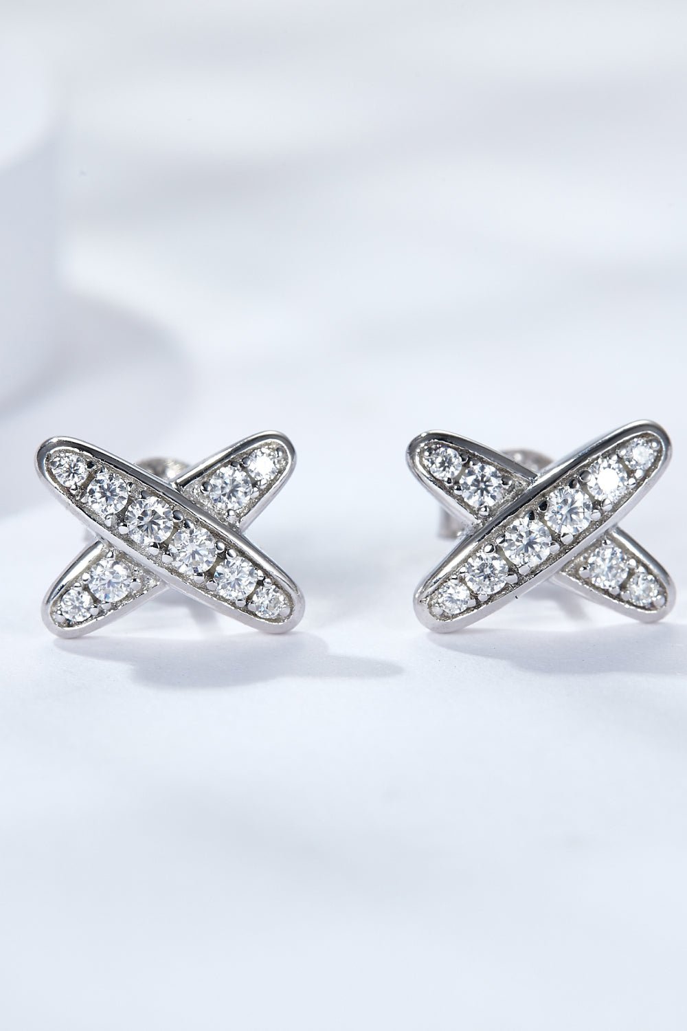 925 Sterling Silver X-Shape Moissanite Earrings - Shah S. Sahota