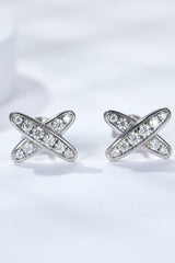 925 Sterling Silver X-Shape Moissanite Earrings - Shah S. Sahota