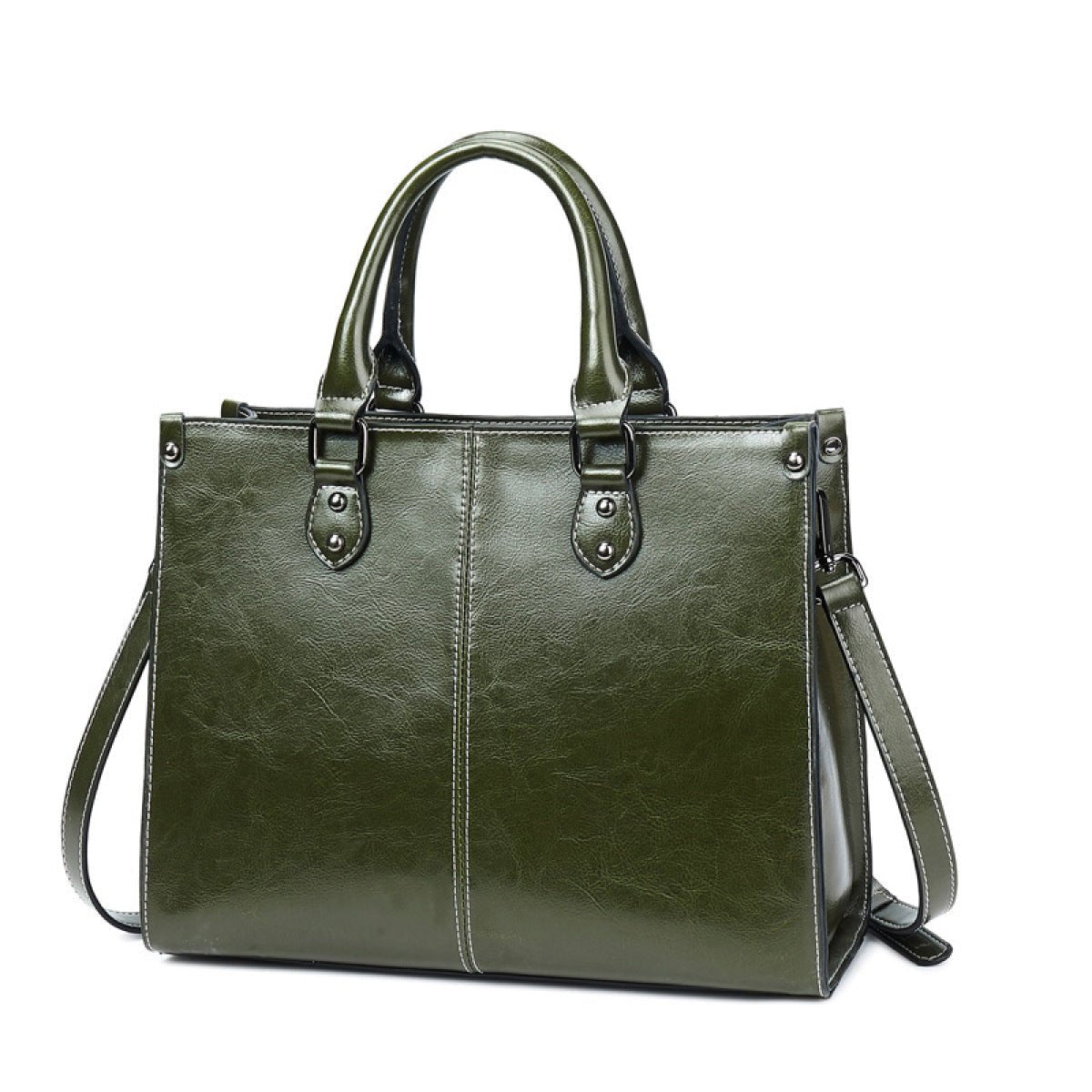Oil Wax Stitching Leather Portable Shoulder Messenger Bag - Shah S. Sahota