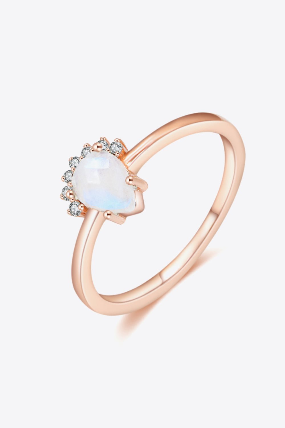 18K Rose Gold-Plated Pear Shape Natural Moonstone Ring - Shah S. Sahota