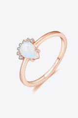 18K Rose Gold-Plated Pear Shape Natural Moonstone Ring - Shah S. Sahota