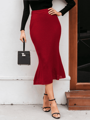 High Waist Pointelle Knit Skirt - Shah S. Sahota