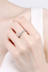 Moissanite Rhodium-Plated Half-Eternity Ring - Shah S. Sahota