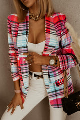 Lapel Long Sleeve Plaid Blaze - Shah S. Sahota