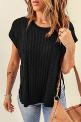 Cable-Knit Side Slit Sweater Vest - Shah S. Sahota