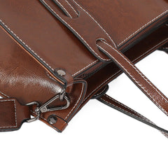 High-Capacity Oil Wax Cowhide Zipper Tote - Shah S. Sahota