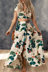 Tropical Print Crop Top and Maxi Skirt Set - Shah S. Sahota
