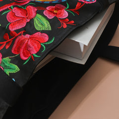 Flower & Bird Embroidered Tote Bag, Large Capacity Shoulder Bag, Stylish Handbag - Shah S. Sahota
